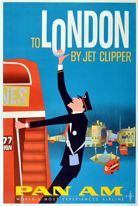 aaron fine original vintage travel advertising poster london  jet
