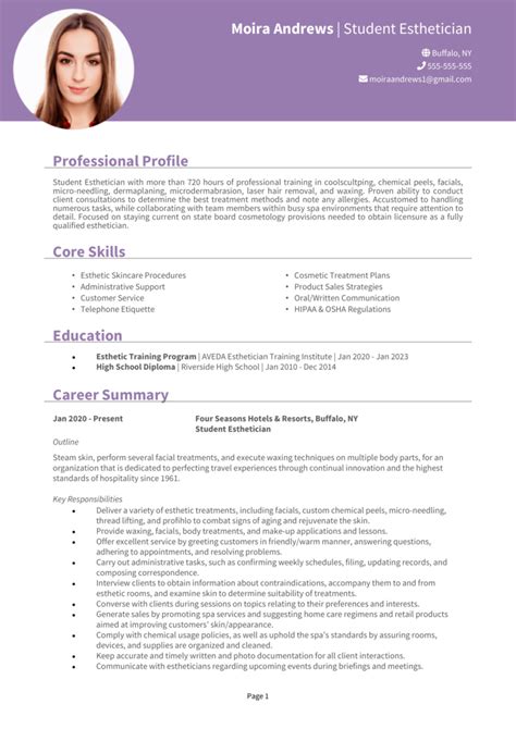 student esthetician resume  guide  top jobs