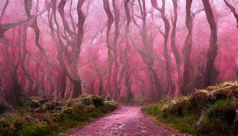 premium photo pink forest pink trees painting