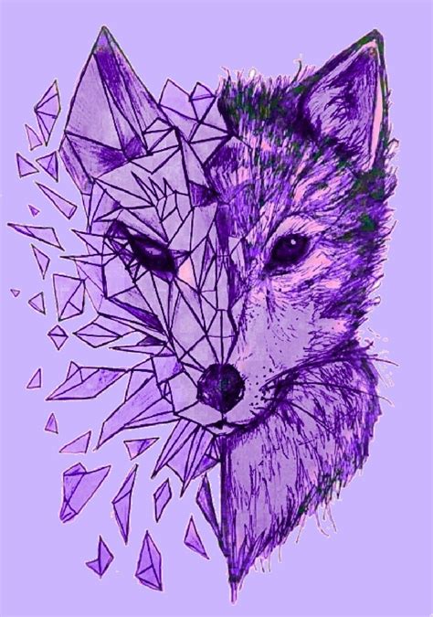 purple abstract drawing   fox animal drawings fox art drawings