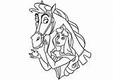 Princess Coloring Pages Horse Riding Aurora Getcolorings Getdrawings sketch template