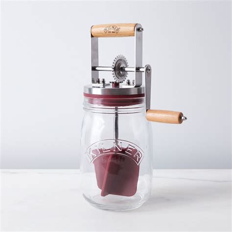 Kilner Glass Butter Churner With Paddles And Dish Rubber Glass Steel