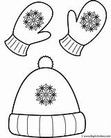 Hat Winter Coloring Mittens Clothing Kids Hats Color Print sketch template
