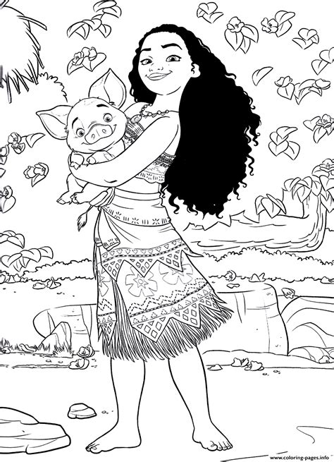 princess moana disney coloring page printable