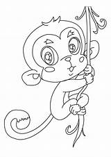 Monkey Coloring Pages Baby Cute Kawaii Para Hanging Monkeys Hellokids Colorir Squirrel Kids Animals Macaco Colouring Jungle Drawing Sheets Printable sketch template