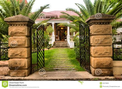 Entrance Gate Into Beautiful Old House Royalty Free Stock