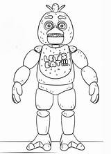 Fnaf Coloring Pages Chica Five Toy Nights Supercoloring Nightmare sketch template