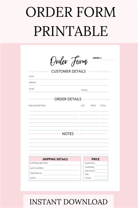 order form editable  template craft business order form invoice