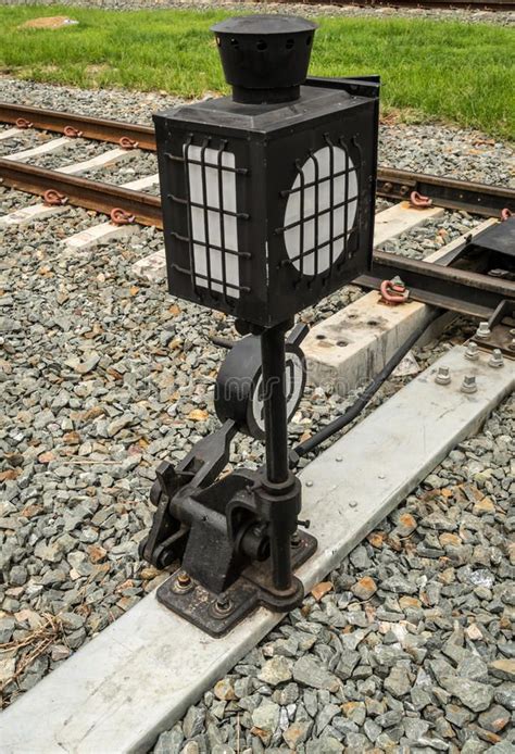 railroad switch  station railroad switch  gray gravel royalty  stock images