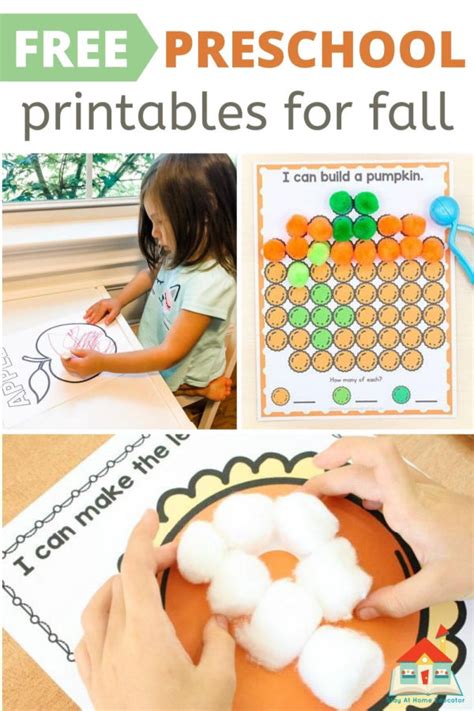 fall printables  preschoolers stay  home educator