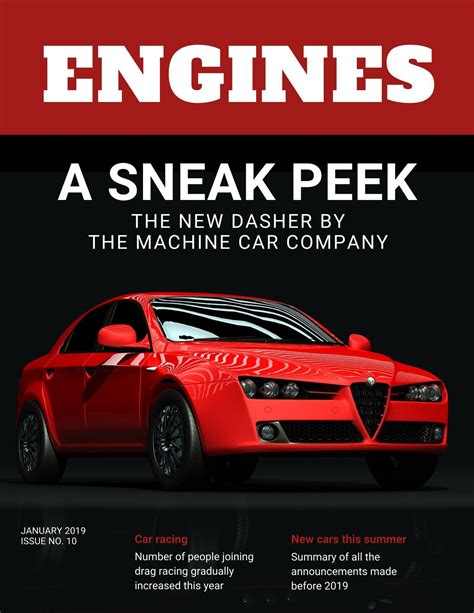modern red car magazine cover templates  canva