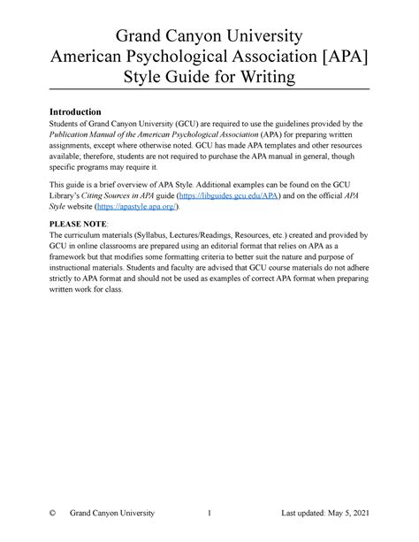 edition style guide grand canyon university american