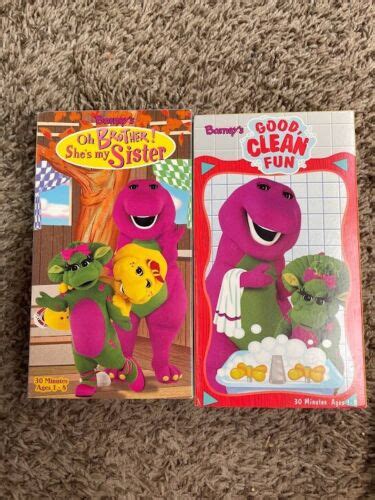 barney  pack good clean fun  brother shes  sister vhs   sleeve ebay