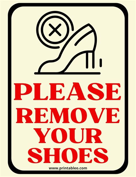 printable  remove  shoes sign