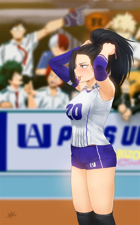 wallpaper boku no hero academia momo yaoyorozu volleyball anime