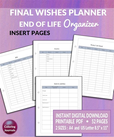 final wishes planner   life organizer  create  etsy
