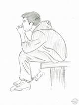 Drawing Feelings Sad Boy Sketches Lonely Pencil Getdrawings sketch template