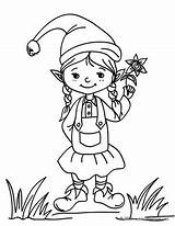 Elf Coloring Pages Cute Christmas Girl Little Getcolorings Color Printable sketch template