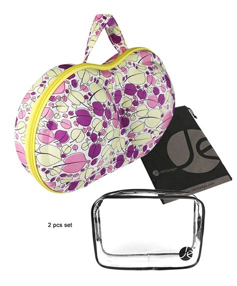 javoedge floral pattern fabric travel bra storage case  zipper closure  carrying handle