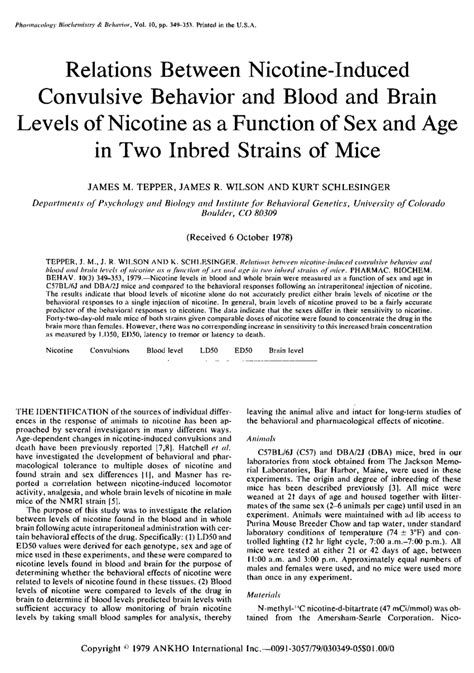Pdf Relation Between Nicotine Induced Convulsive