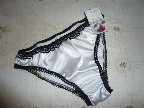 white shiny satin panties low rise bikini briefs black lace made france ebay