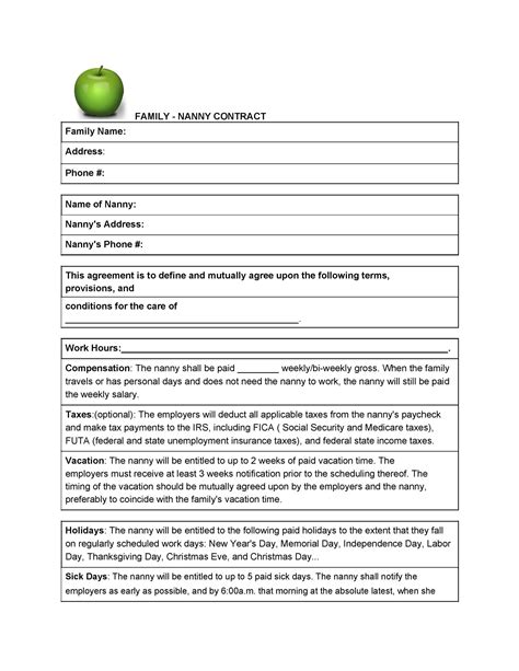 printable daycare contract template