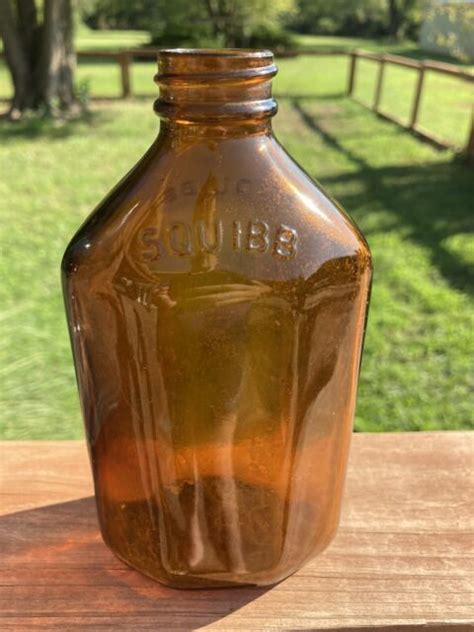 set  vintage squibb mineral oil glass bottles ebay