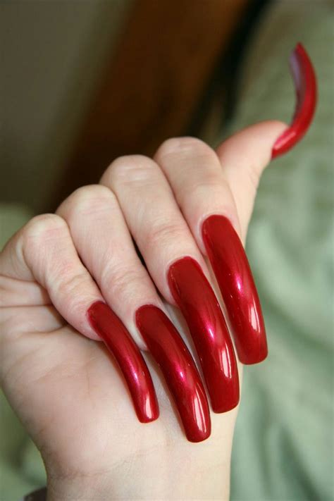 pin on long red nails