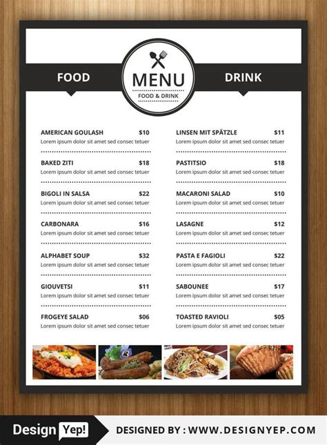 image  modern restaurant food menu flyer template