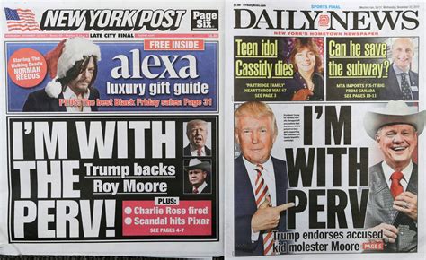 The Ny Post And Ny Daily News Had Nearly Identical Trump Roy Moore