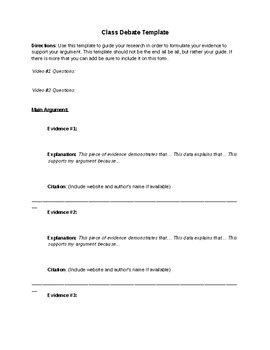 class debate template  mark strickland teachers pay teachers