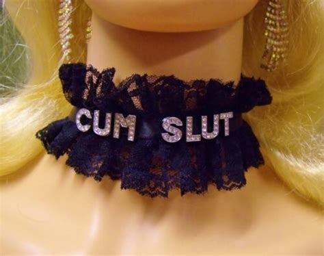 Jede Größe Personalisierte Halskette Schwarz Spitze Cum Wörter Sissy