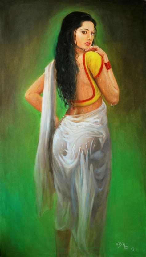 After Holy Dip In Ganges Sexy Painting Indian Artist