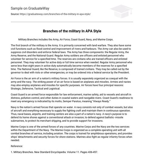branches   military   style essay  graduateway
