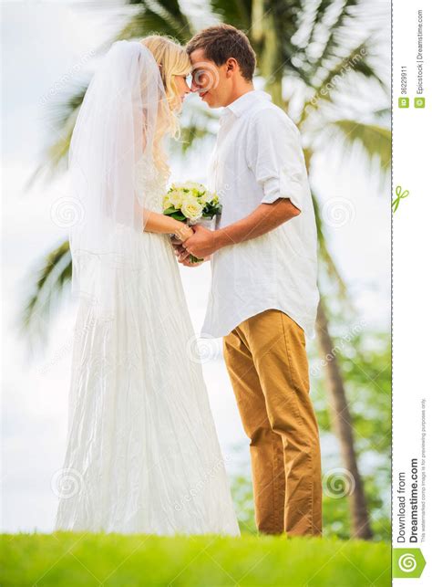 Just Married Couple Holding Hands Stock Image Image Of