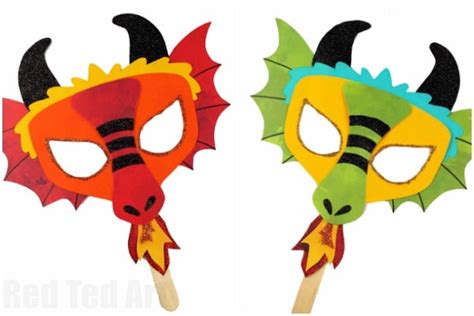 diy dragon mask printables red ted art kids crafts