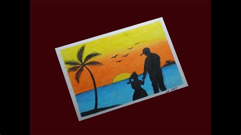 father s day special beginners scenery drawing with oil pastels step by step youtube