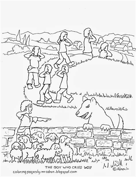 coloring pages  kids   adron  boy  cried wolf