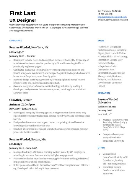 ui ux designer resume sample design talk