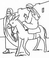 Donkey Mary Joseph Coloring Pages Egypt Flight Into Bethlehem Color Beside Walking Pulling sketch template