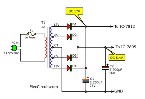 dual power supply circuit diagram  max eleccircuit