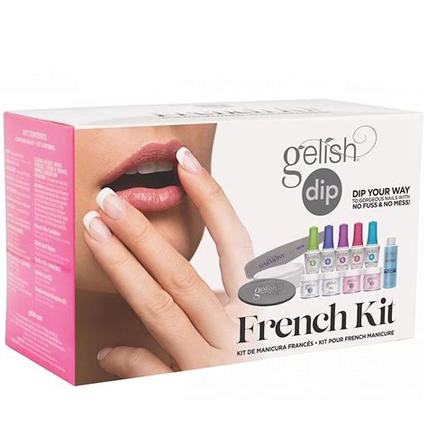 Gelish Dip French Tip Acrylic Nail Dip Powder Kit With Harmony Buffer