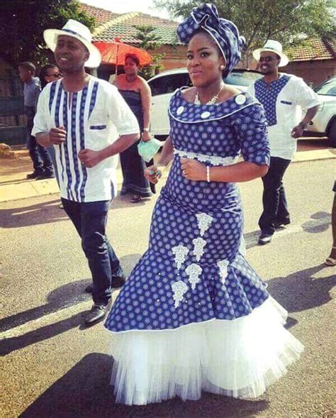couple in tswana shweshwe traditional wedding attire clipkulture