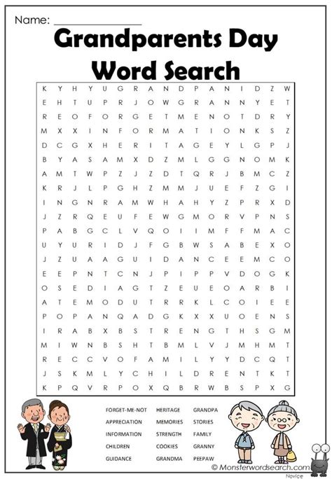 grandparents day word search grandparents day activities