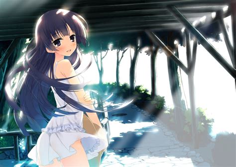 Anime Girl Wind Summer Sun Beach Wallpaper Coolwallpapers Me
