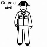 Guardia Guardias Profesiones Infantiles Mayor Pictogramas Guardiacivil Niñas Compartan Pretende Disfrute Motivo sketch template