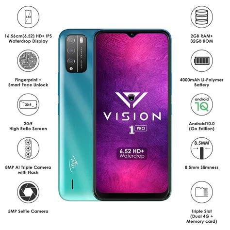 itel vision  pro  gb  gb ram  inches cover protection