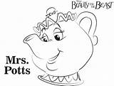 Potts Mrs Coloring Beauty Pages Beast Lumiere Chips Chip Getcolorings Color sketch template