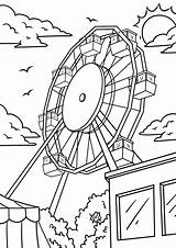 Riesenrad Kirmes Malvorlage Karussell Malvorlagen Achterbahn Jahrmarkt Rummel Karussells Freizeit Coloring sketch template
