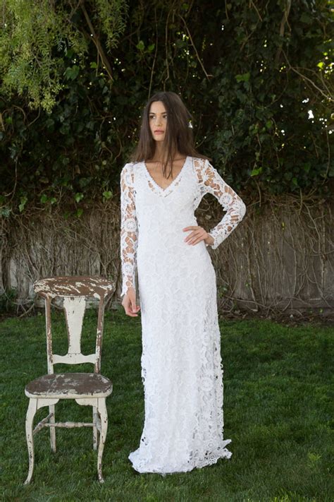 Bohemian Wedding Dress Crochet Lace Long Sleeve Boho Wedding Etsy
